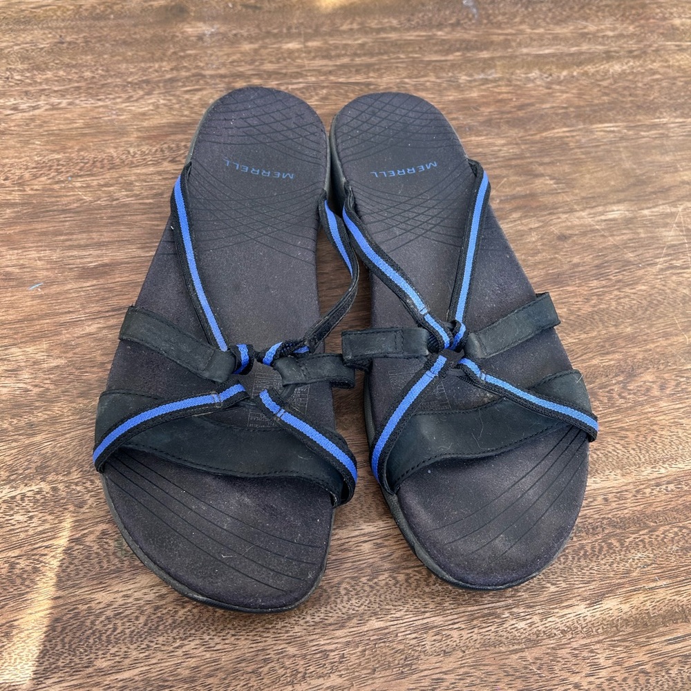 Merrell Camellia Flex Slide Sandals Black Twilight Blue Comfort Slip-On